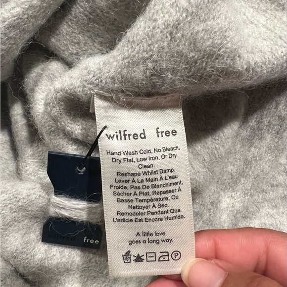 Aritzia Wilfred Free Sweater Womens Gray Raw Edge Oversized Wool Alpaca Nylon - Picture 5 of 6